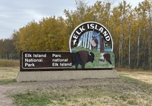 The Elk Island National Park sign offers a hint of what kinds of animals you might see! NICK CARTER